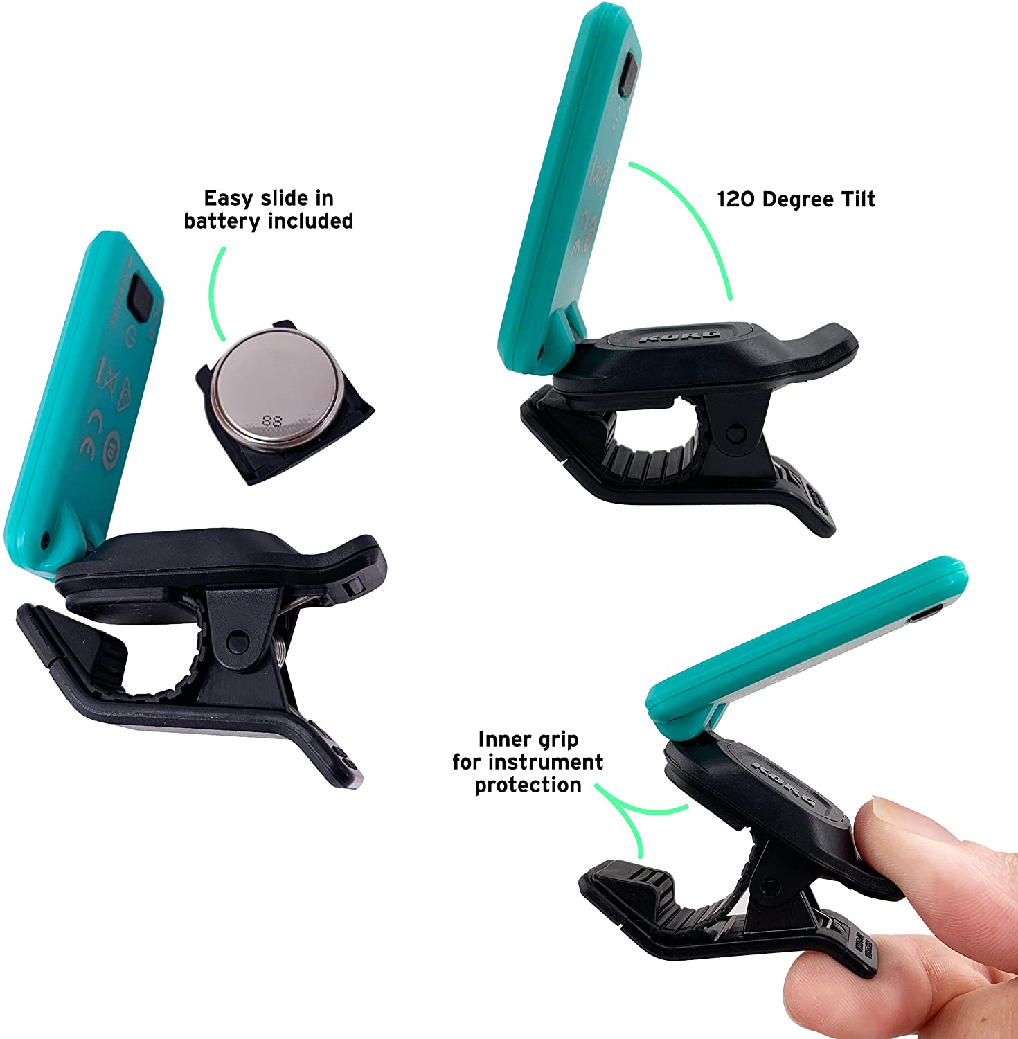Korg Pitchclip Low Profile Clip-On Tuner - Green