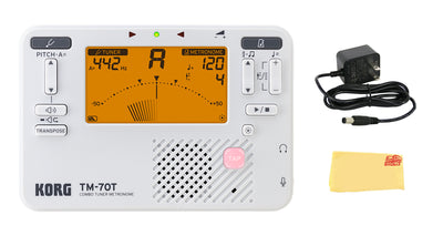 Korg TM-70C Combo Tuner Metronome with Microphone - White w/ Power Supply