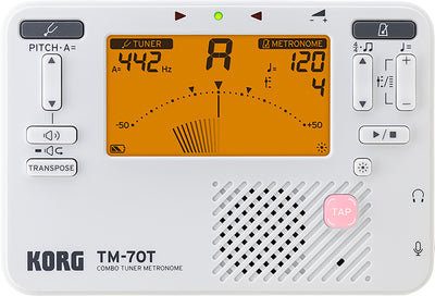 Korg TM-70C Combo Tuner Metronome with Microphone - White w/ Power Supply