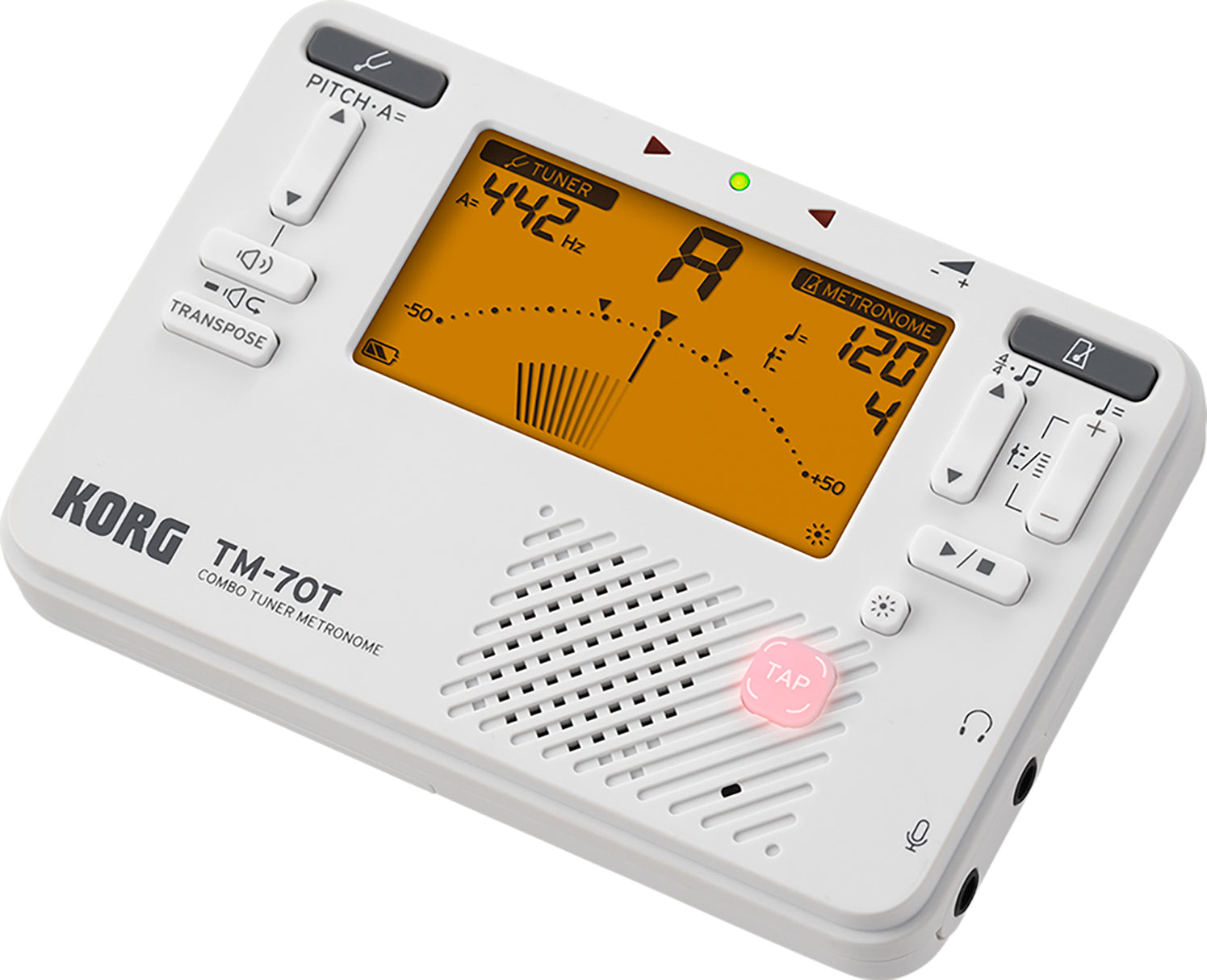Korg TM-70C Combo Tuner Metronome with Microphone - White w/ Power Supply