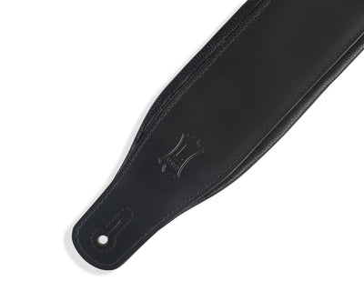 Levy's Leathers 3-Inch Wide Leather Guitar Strap with Foam Padding and Garment Leather Backing - Black