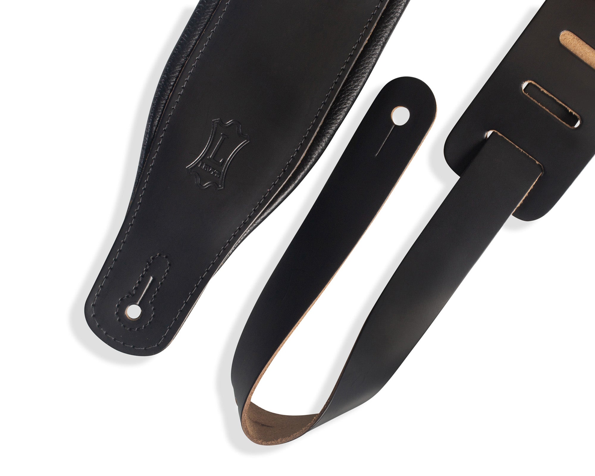 Levy's Leathers 3-Inch Wide Leather Guitar Strap with Foam Padding and Garment Leather Backing - Black