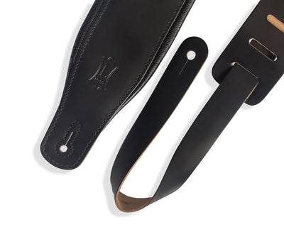 Levy's Leathers 3-Inch Wide Leather Guitar Strap with Foam Padding and Garment Leather Backing - Black