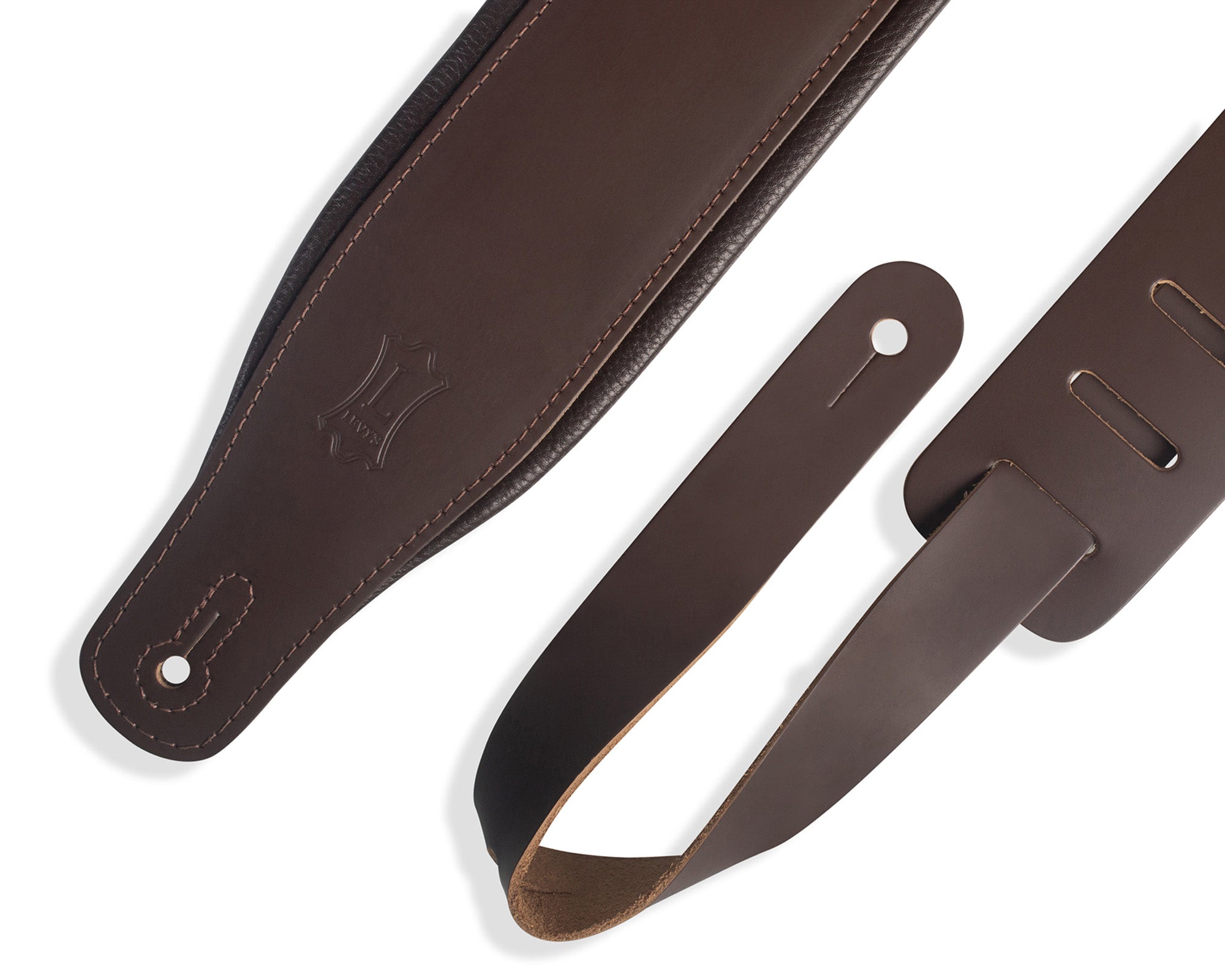 Levy's Leathers 3-Inch Wide Leather Guitar Strap with Foam Padding and Garment Leather Backing - Dark Brown
