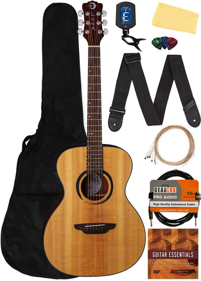 Luna Wabi Sabi Solid Top Folk Acoustic-Electric Guitar w/ Gig Bag