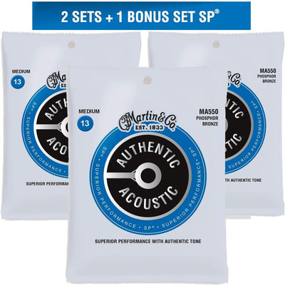 Martin Acoustic Guitar Strings, Medium - 3 Pack