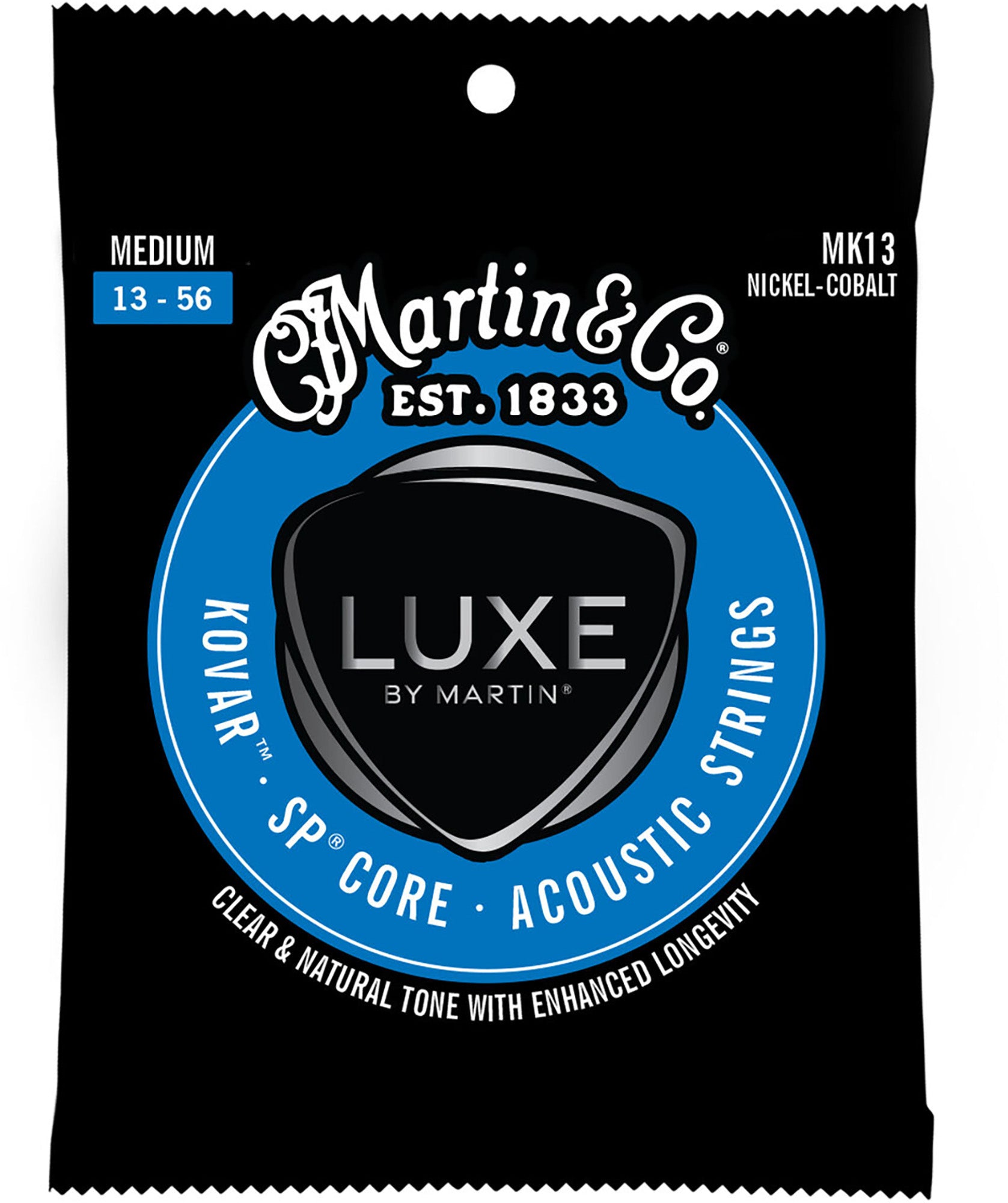 Martin MK13 Luxe Kovar Acoustic Guitar Strings, Medium 13-56, Nickel Cobalt