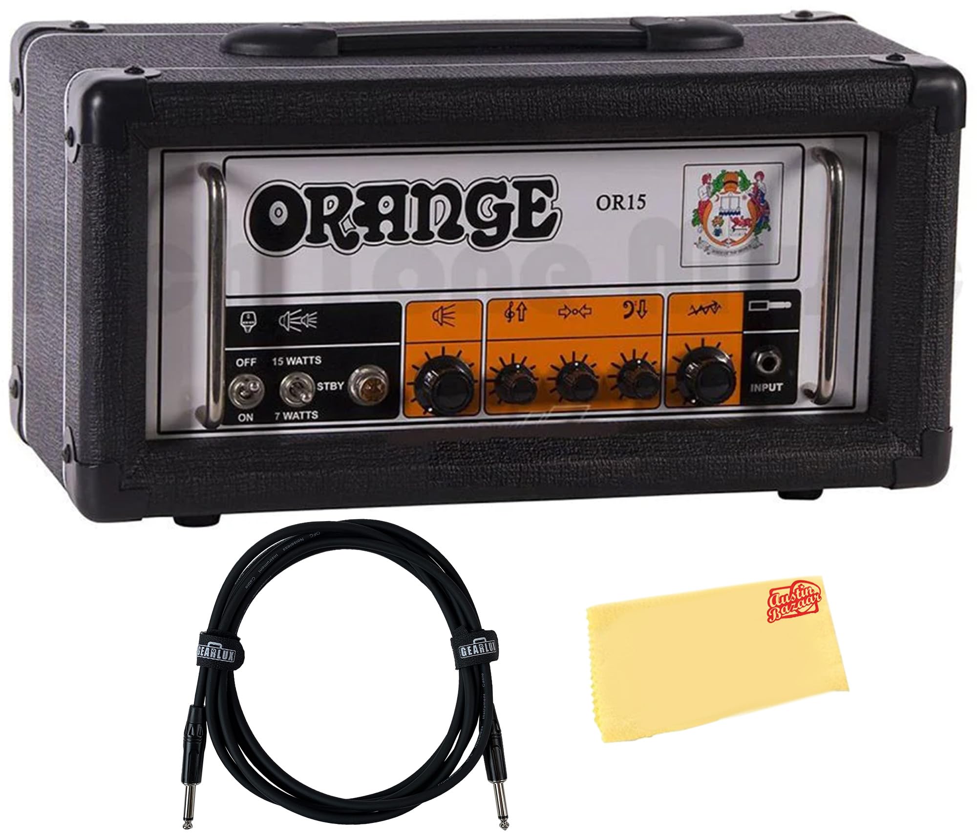 Orange OR15 Guitar Amplifier Head - Black w/ Instrument Cable