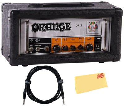 Orange OR15 Guitar Amplifier Head - Black w/ Instrument Cable
