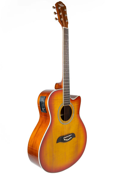 Oscar Schmidt OA10CE Mini Auditorium Acoustic-Electric Guitar - Spalted Maple w/ Cable