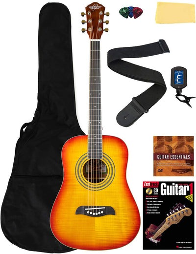Oscar Schmidt OG5 3/4-Size Kids Acoustic Guitar - Flame Yellow Sunburst w/ Gig Bag