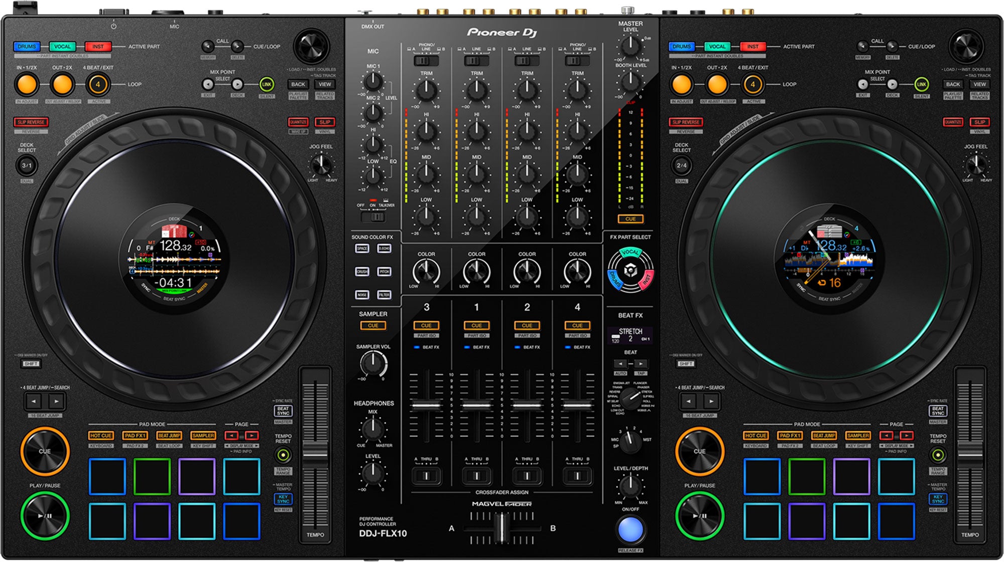 Pioneer DDJ-FLX10 4-Channel Professional DJ Controller - Black