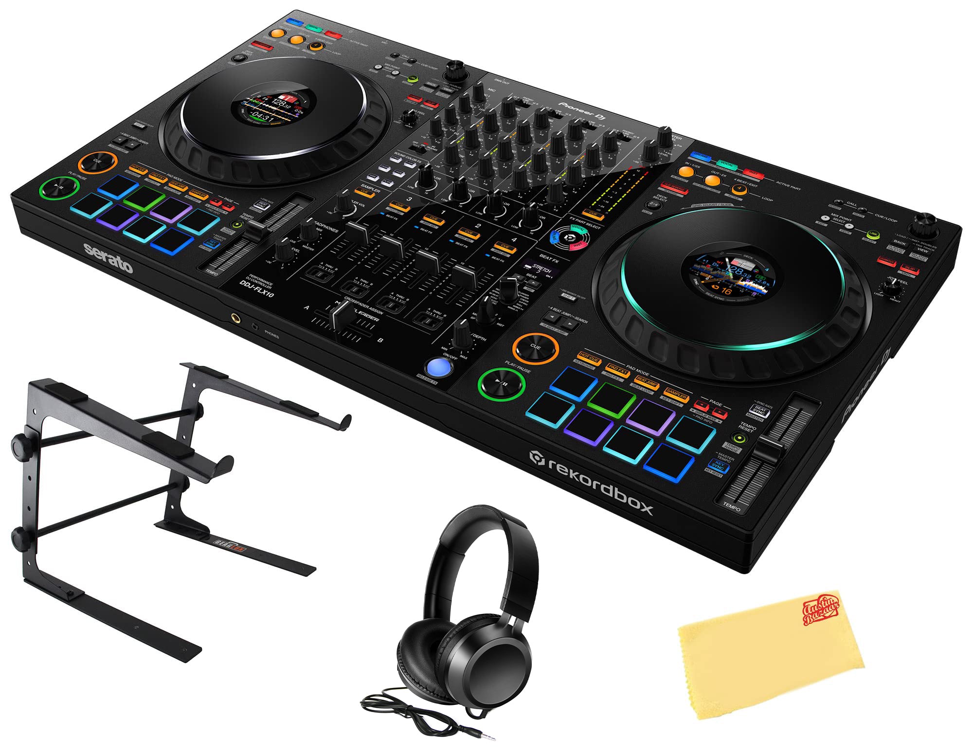 Pioneer DJ DDJ-FLX10 4-Channel Professional DJ Controller - Black w/ Laptop Stand