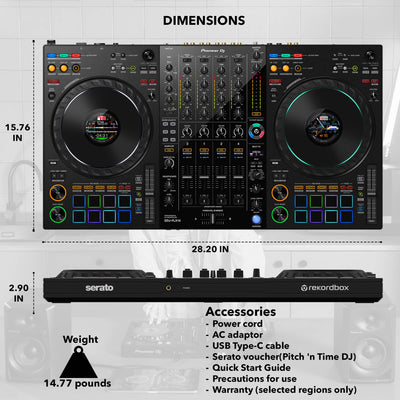 Pioneer DJ DDJ-FLX10 4-Channel Professional DJ Controller - Black w/ Laptop Stand
