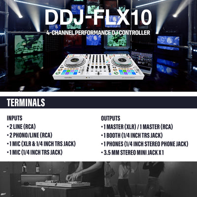 Pioneer DJ DDJ-FLX10 4-Channel Professional DJ Controller - White w/ Carrying Case