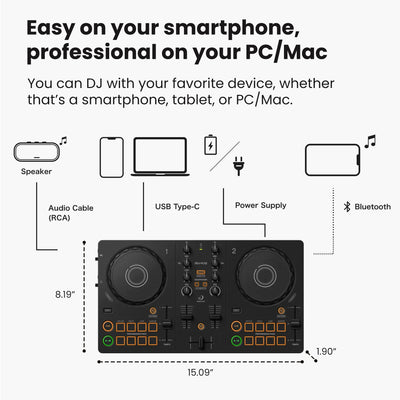 Pioneer DJ AlphaTheta DDJ-FLX2 Compact 2-Channel DJ Controller w/ Carrying Case