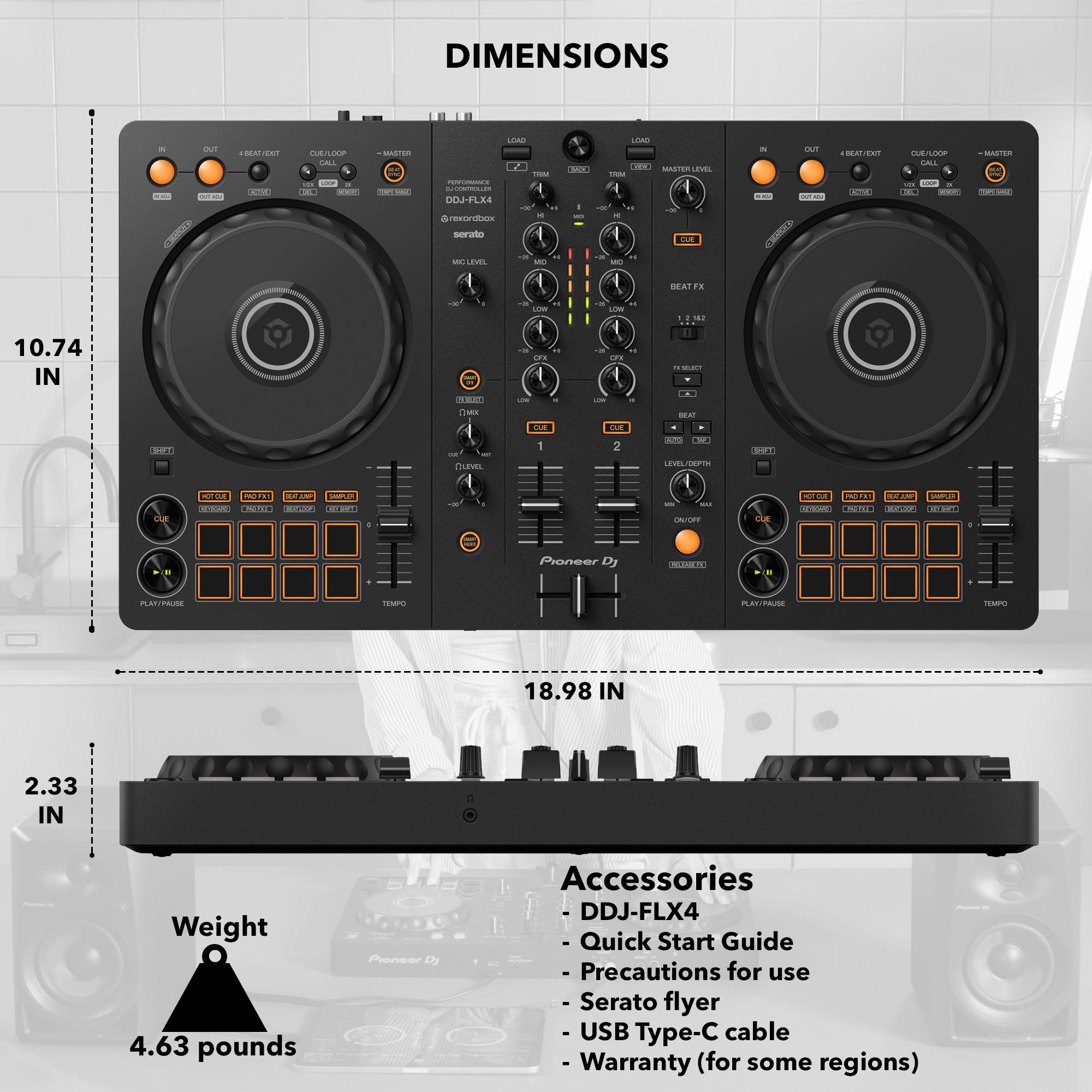 Pioneer DJ DDJ-FLX4 2-Channel DJ Controller w/ Stand
