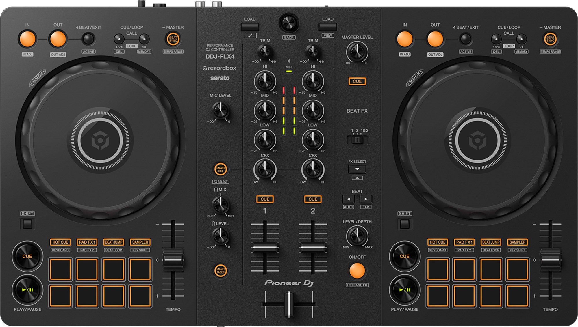 Pioneer DJ DDJ FLX4 2-Channel DJ Controller - Black w/ Gator Case