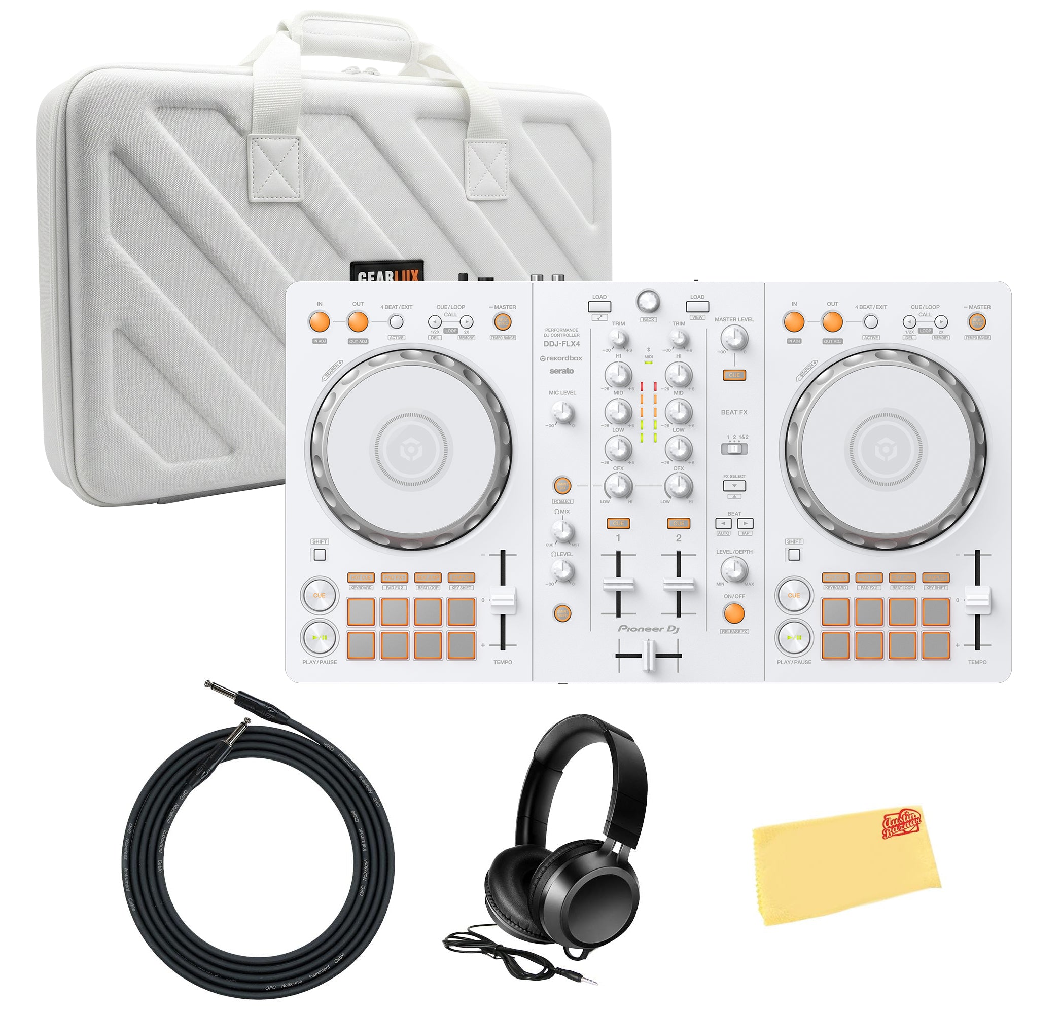 Pioneer DJ DDJ-FLX4 2-Channel DJ Controller - White w/ Case