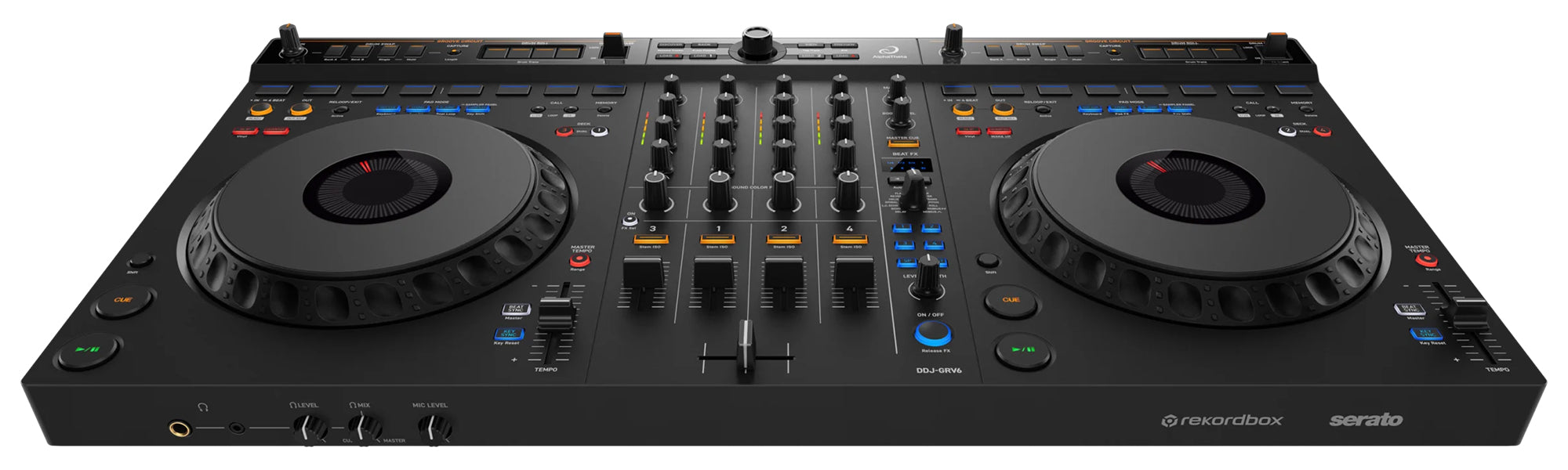 Pioneer DJ AlphaTheta DDJ-GRV6 4-Channel Performance DJ Controller w/ Laptop Stand