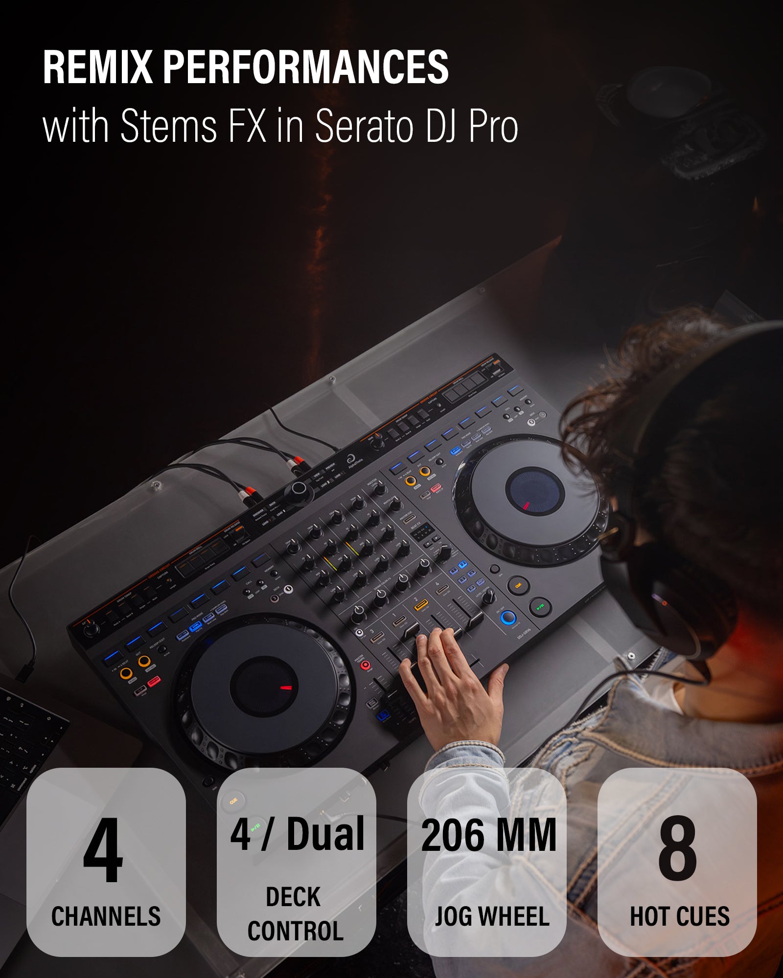 Pioneer DJ AlphaTheta DDJ-GRV6 4-Channel Performance DJ Controller w/ Case