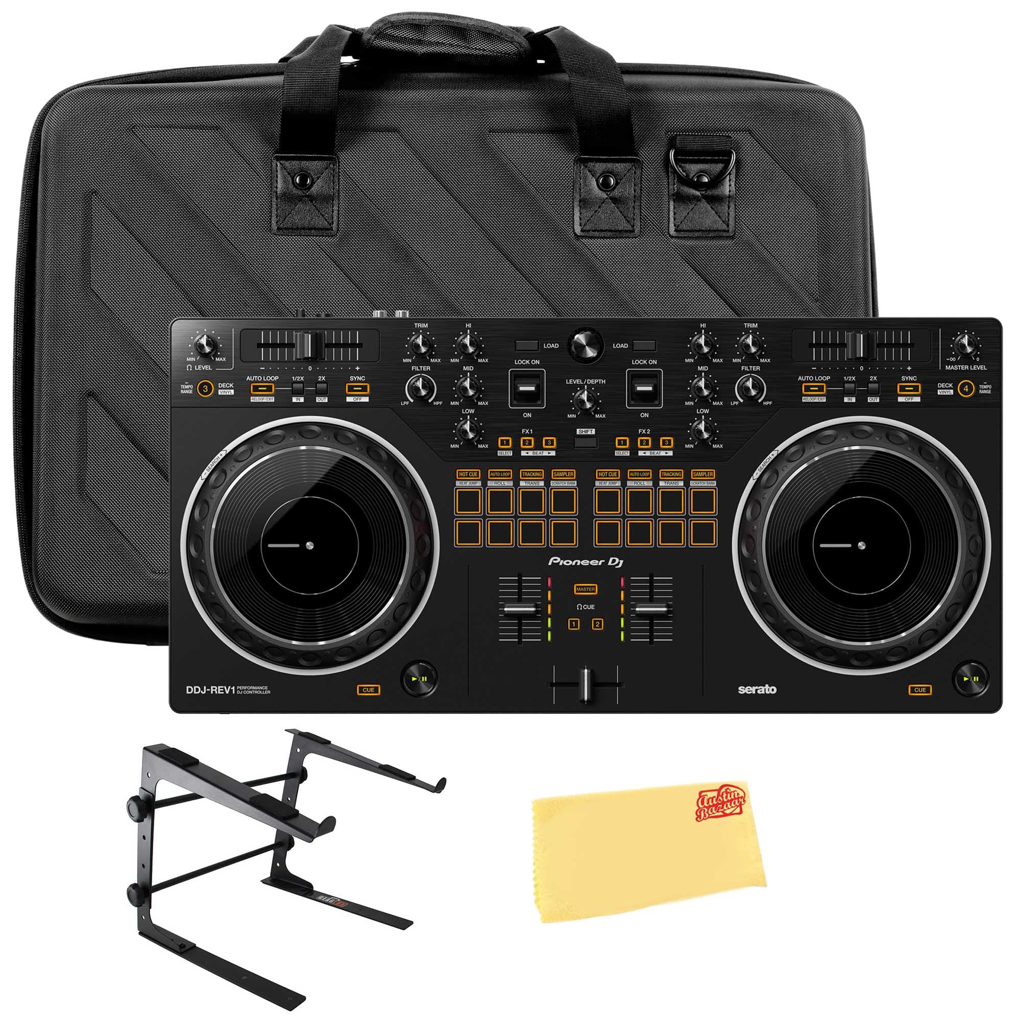 Pioneer DDJ-REV1 Scratch-Style 2-Channel DJ Controller for Serato DJ Lite - Black w/ Case