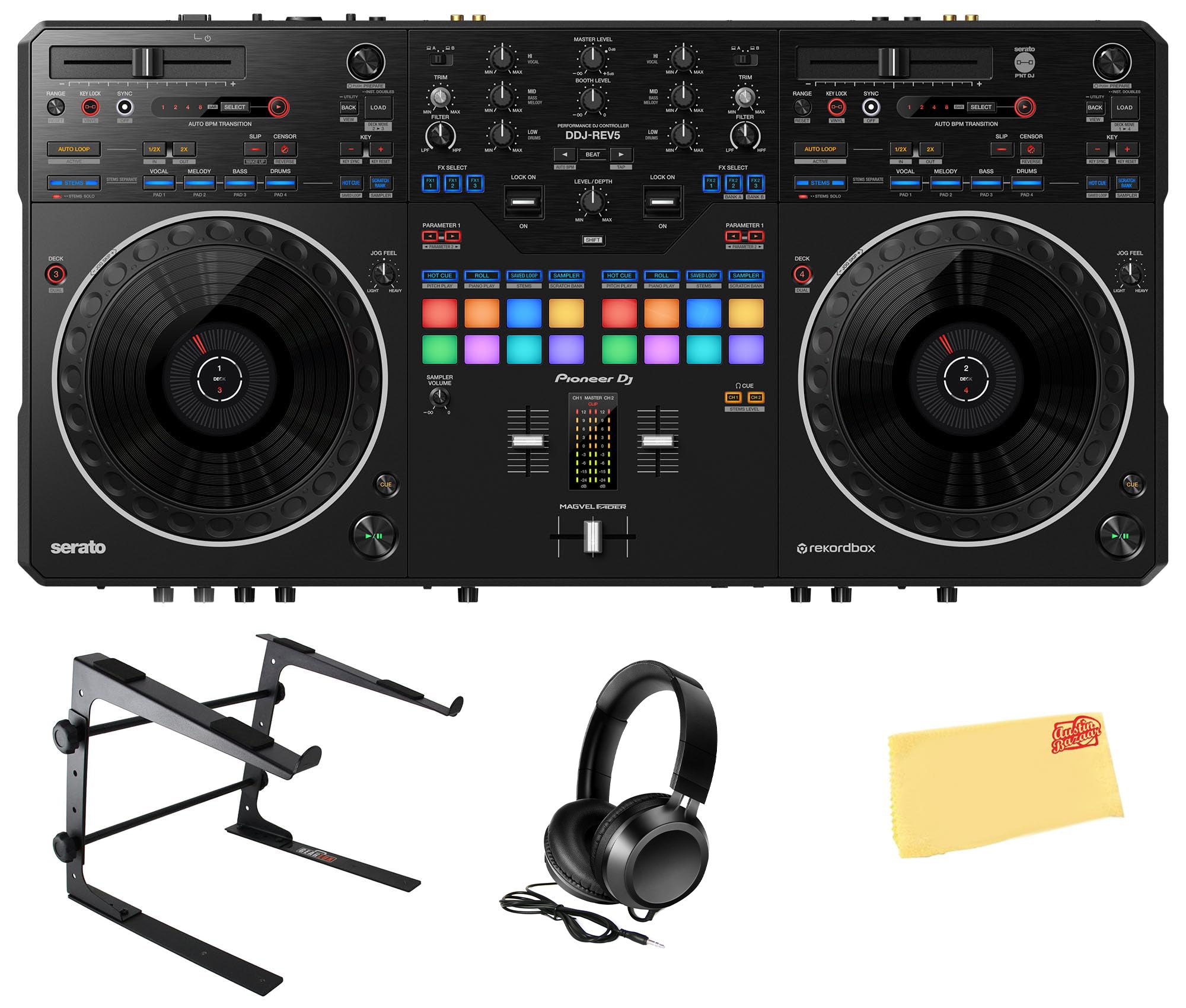 Pioneer DDJ-REV5 Scratch-Style 2-Channel Professional DJ Controller w/ Laptop Stand