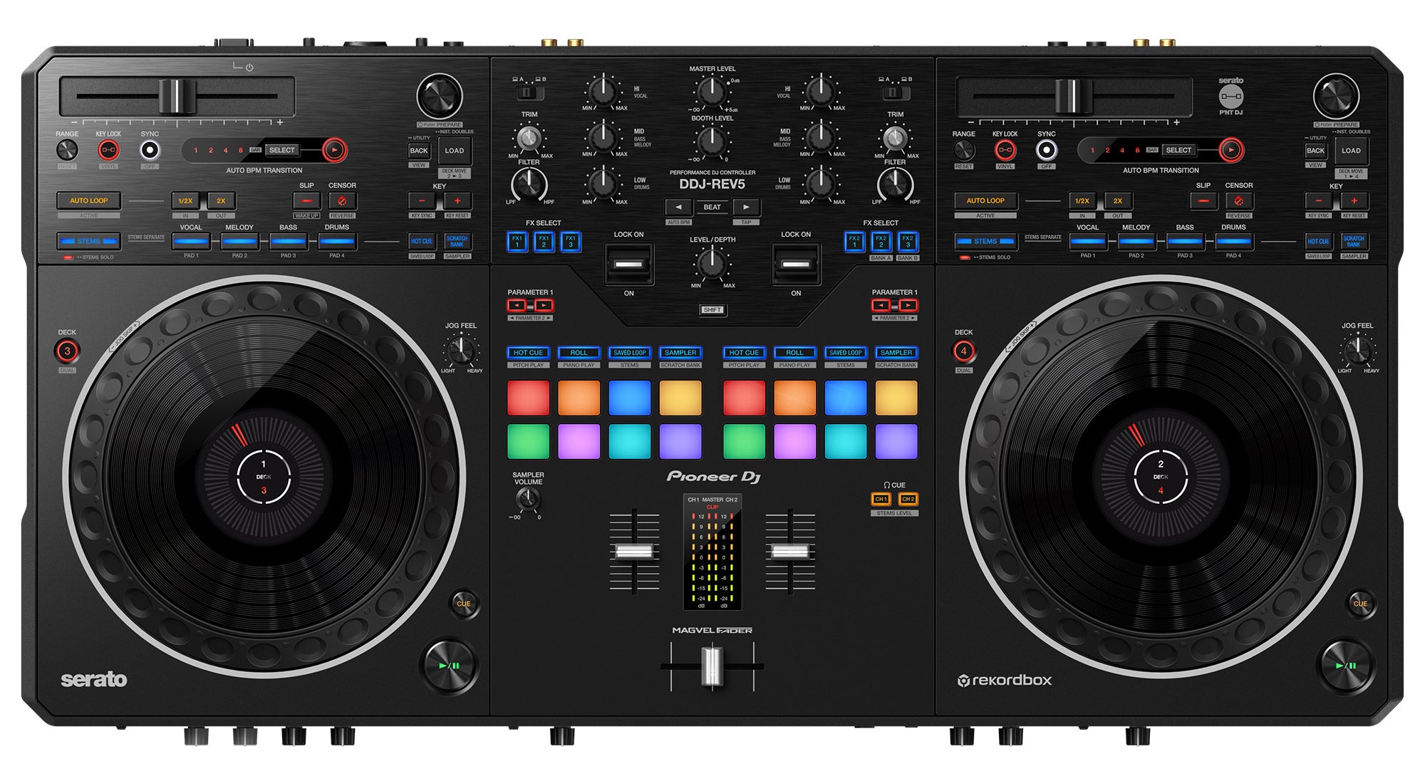 Pioneer DDJ-REV5 Scratch-Style 2-Channel Professional DJ Controller w/ Laptop Stand