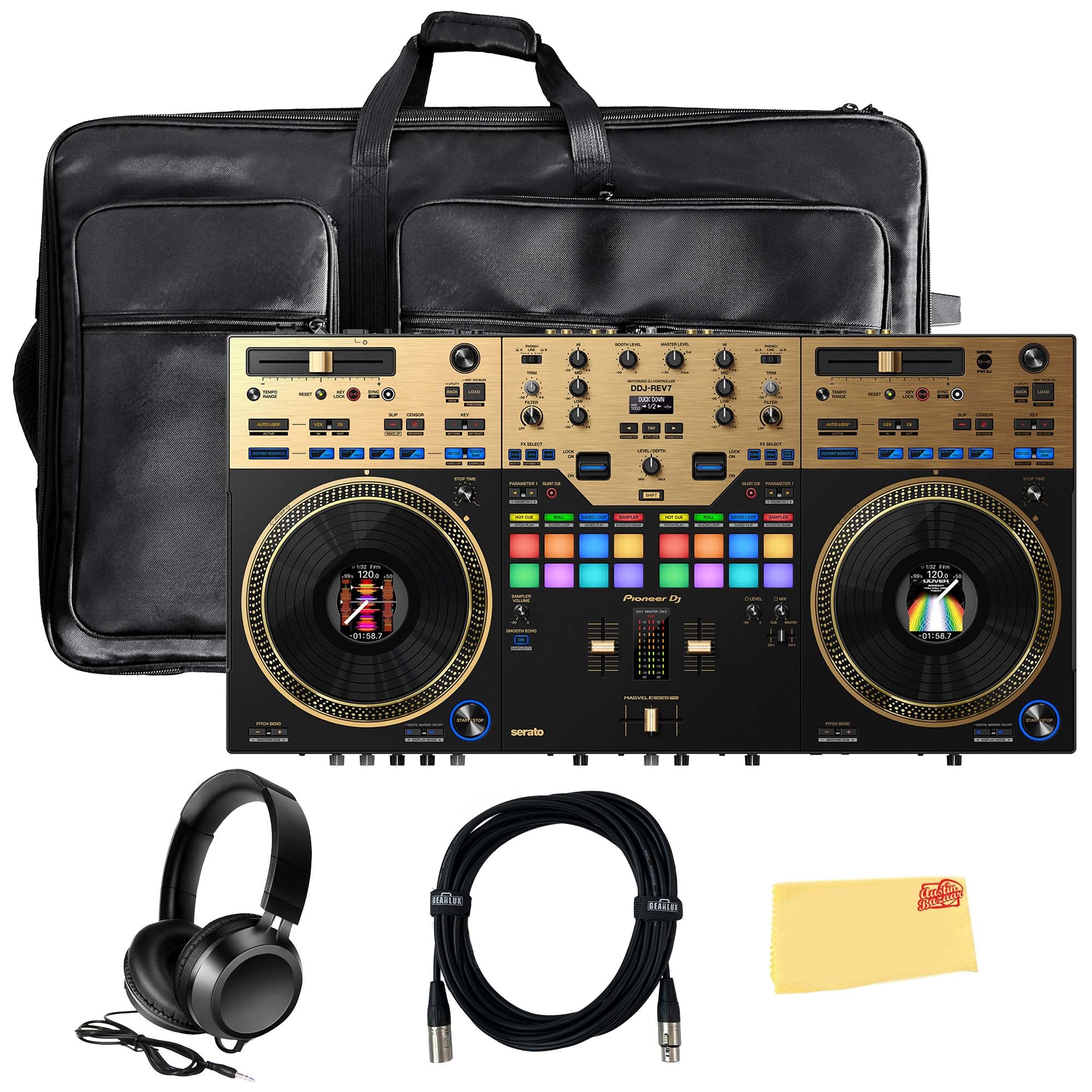 Pioneer DDJ-REV7-N Scratch-Style 2-Channel Professional DJ Controller - Gold w/ Case