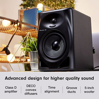 Pioneer DJ DM-50D 5-Inch Desktop Active Monitor Speaker - White