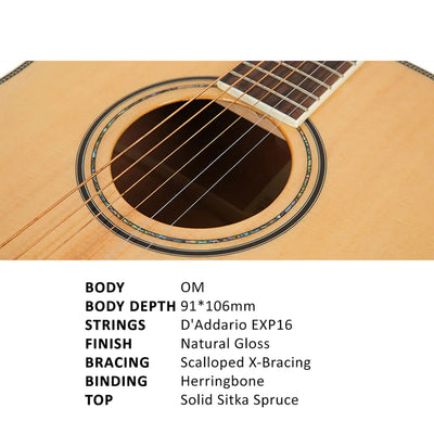 Parkwood P620 OM Body Acoustic Guitar - Natural