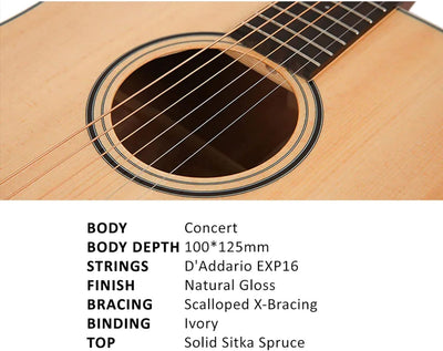 Parkwood S23GT Modern Concert Body Acoustic Guitar - Natural