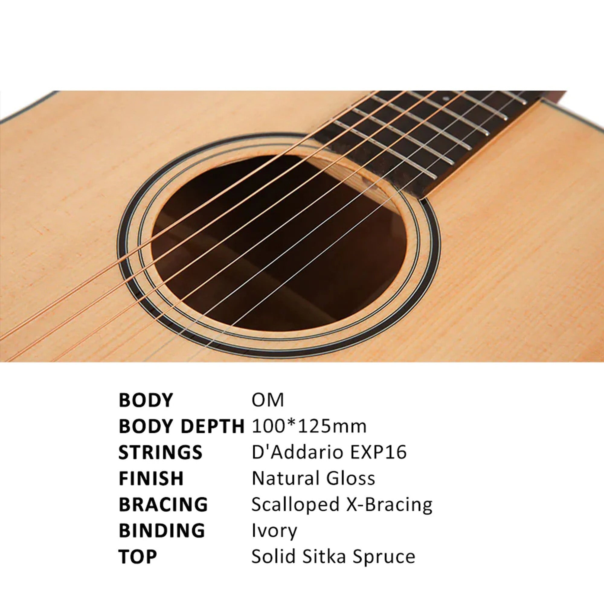 Parkwood S62 OM Body Acoustic Guitar - Natural