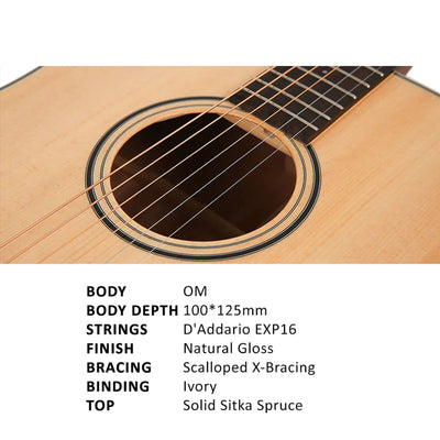 Parkwood S62 OM Body Acoustic Guitar - Natural