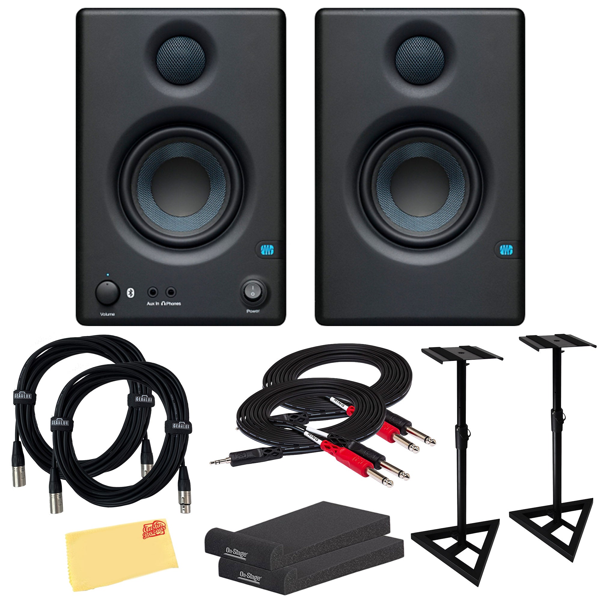 PreSonus Eris E3.5 BT Bluetooth Studio Monitor Pair w/ Monitor Stands