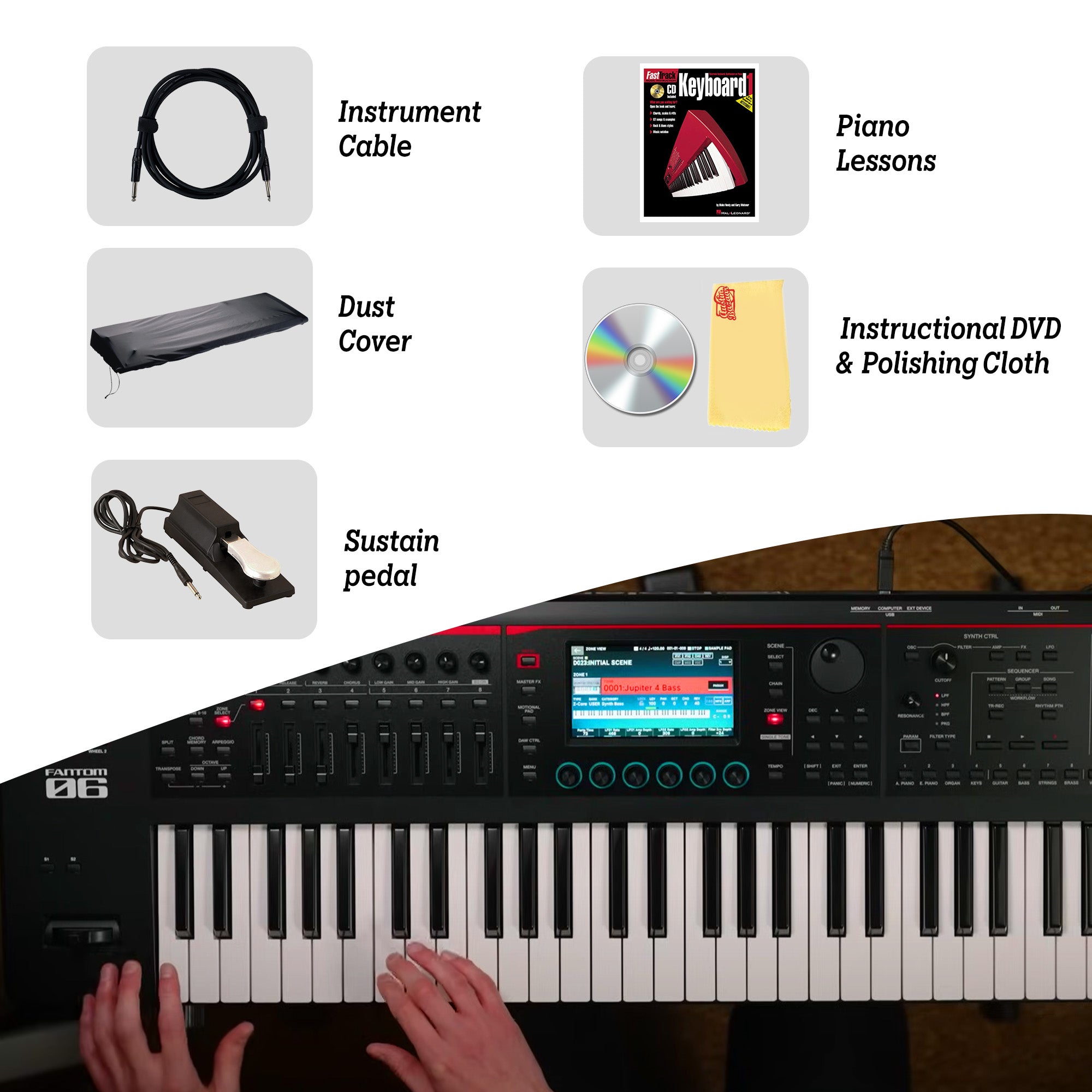 Roland Fantom-06 61-Key Synthesizer Keyboard w/ Sustain Pedal