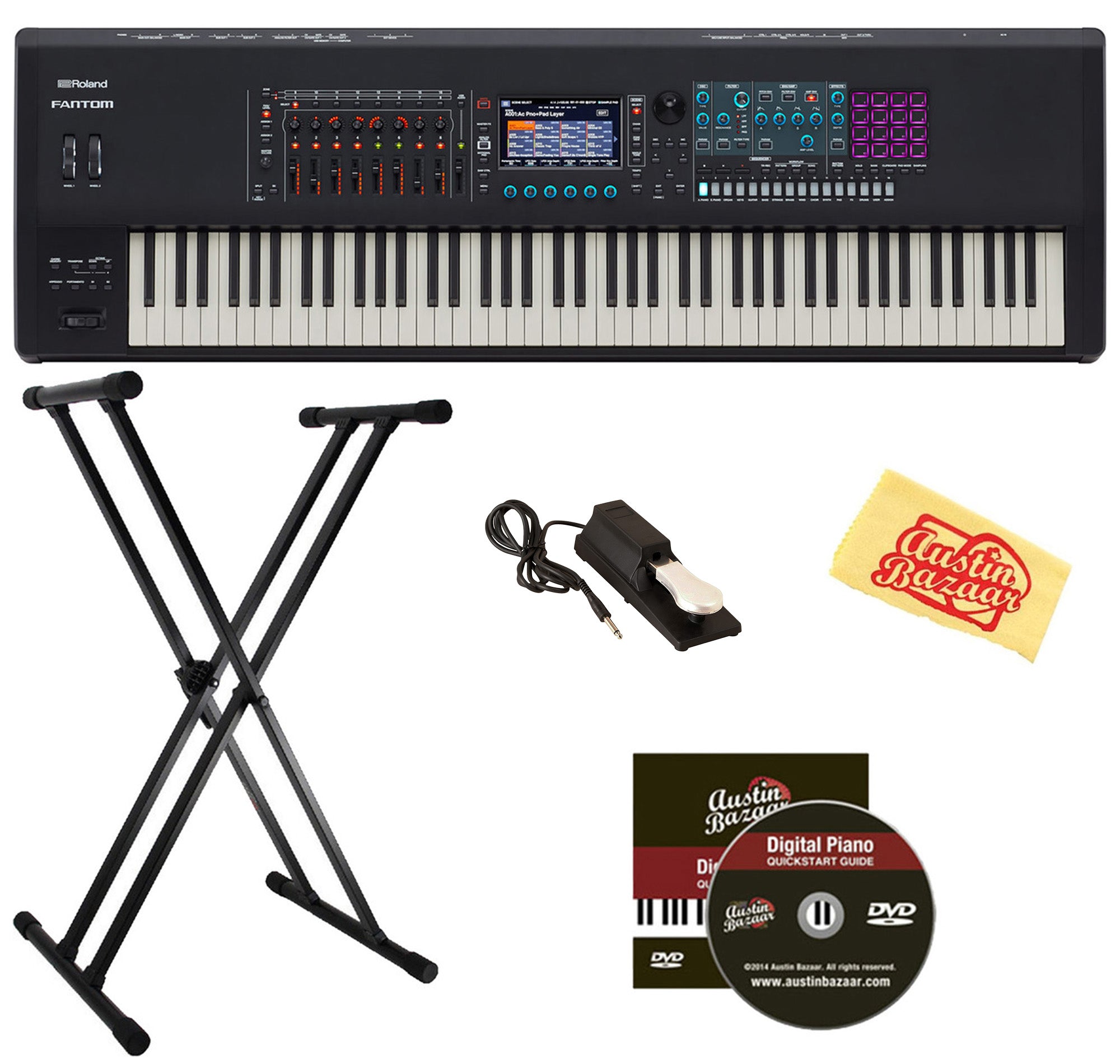 Roland Fantom-08 Synthesizer Keyboard w/ Adjustable Stand