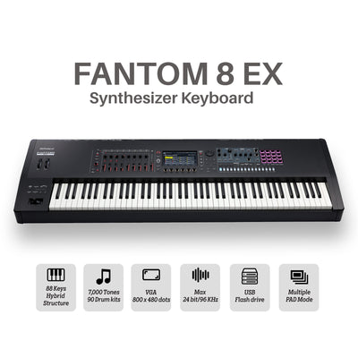 Roland Fantom 8 EX 88-Key Workstation Keyboard Synthesizer w/ Sustain Pedal