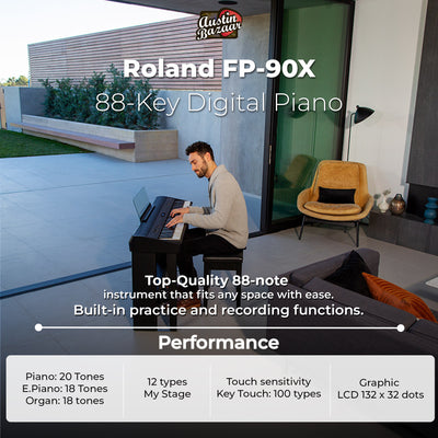 Roland FP-90X 88-Key Digital Piano - Black w/ Adjustable Stand