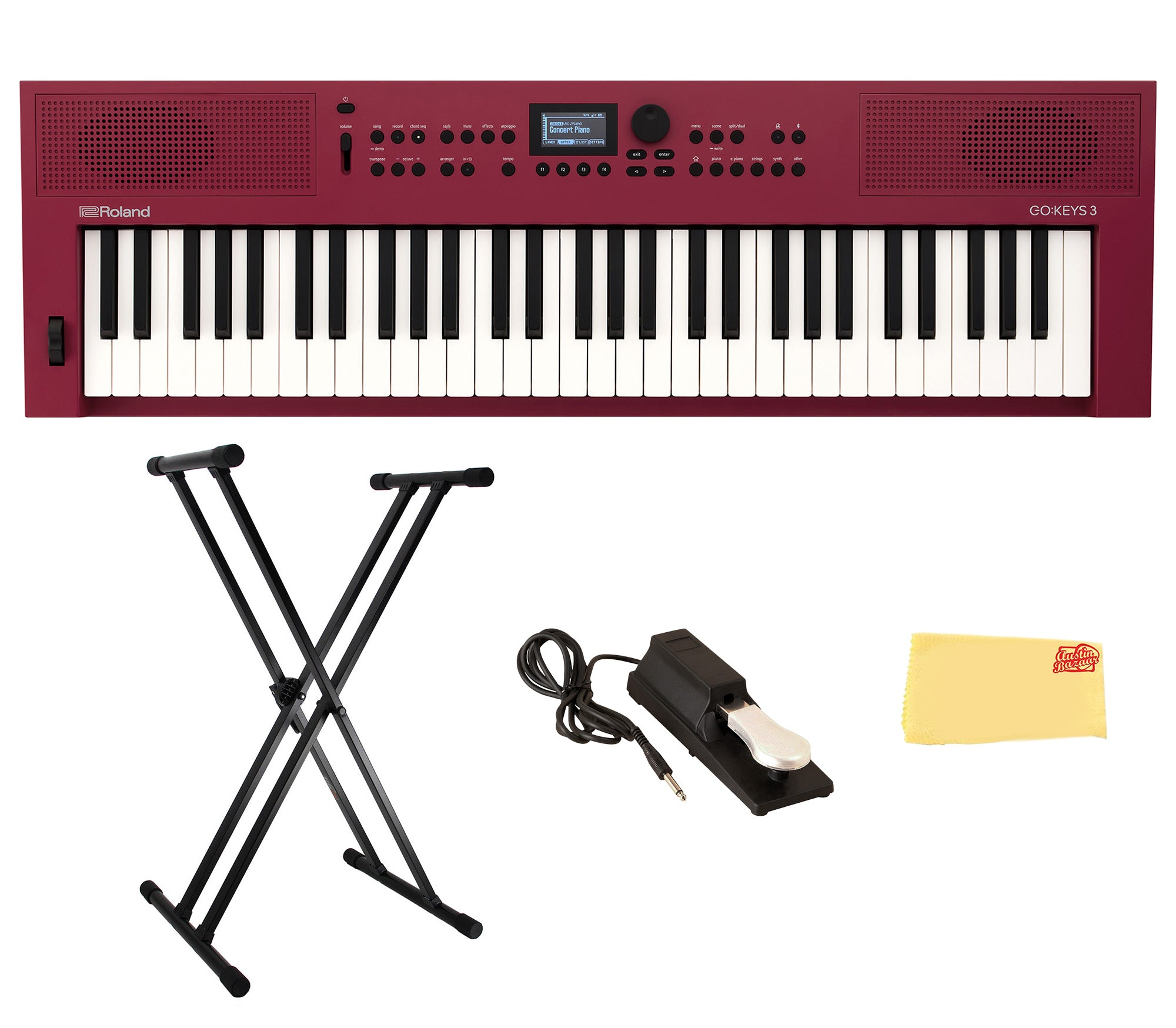 Roland GO:KEYS 3 Music Creation Keyboard - Red w/ Adjustable Stand