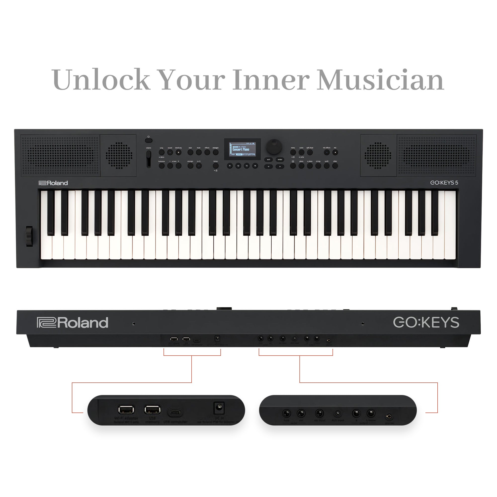 Roland GO:KEYS 5 Music Creation Keyboard - Graphite w/ Adjustable Bench