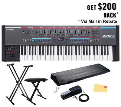 Roland Juno-X 61-Key Programmable Polyphonic Keyboard Synthesizer w/ Roland DP-10 Damper Pedal
