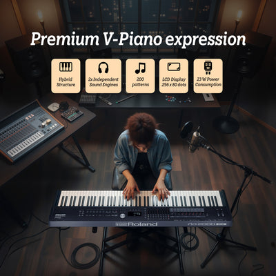 Roland RD-2000 EX 88-Key Stage Piano - Black w/ Adjustable Stand
