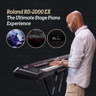 Roland RD-2000 EX 88-Key Stage Piano - Black w/ Adjustable Stand