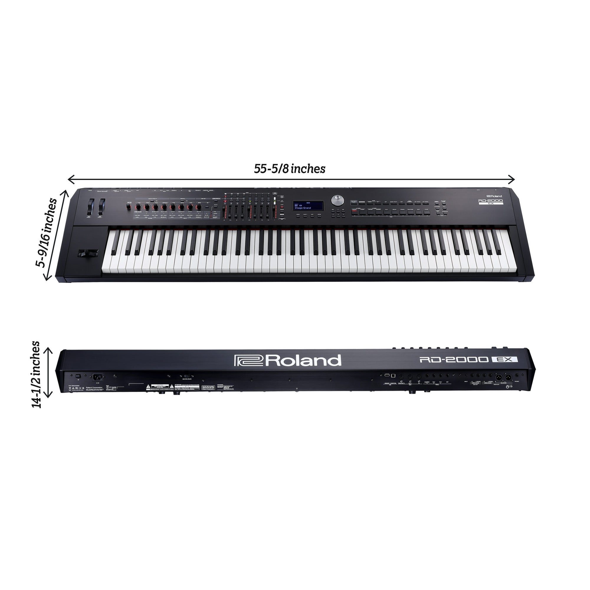 Roland RD-2000 EX 88-Key Stage Piano - Black w/ Adjustable Stand