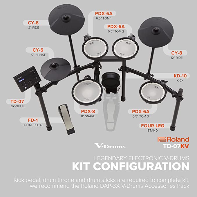 Roland TD-07KV V-Drums All-Mesh Electronic Drum Set