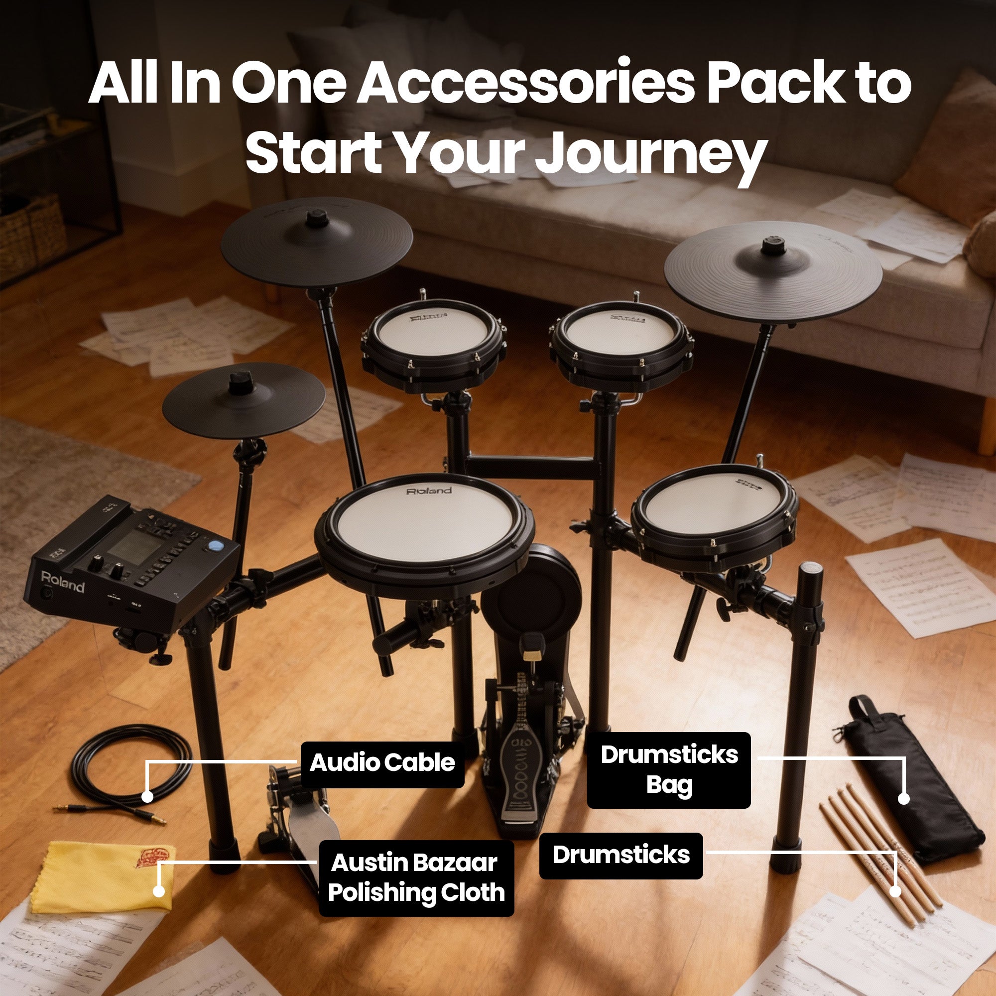 Roland TD313 V-Drums Electronic Drum Kit w/ Drumsticks