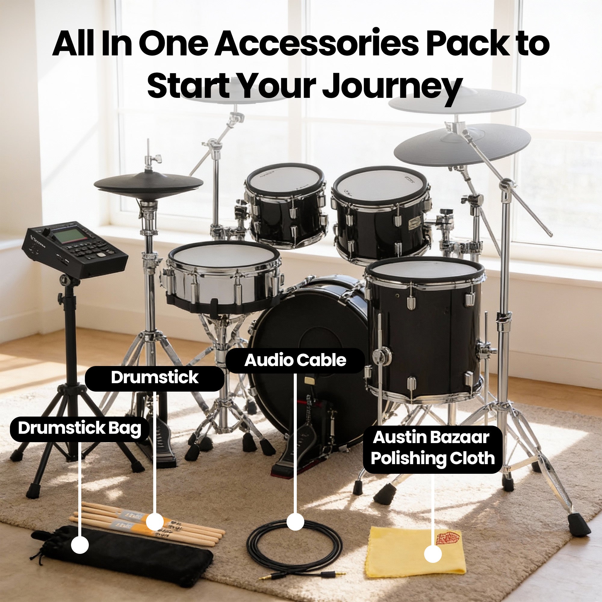 Roland VAD516 V-Drums Acoustic Design Electronic Drum Kit w/ Drumstick Bag