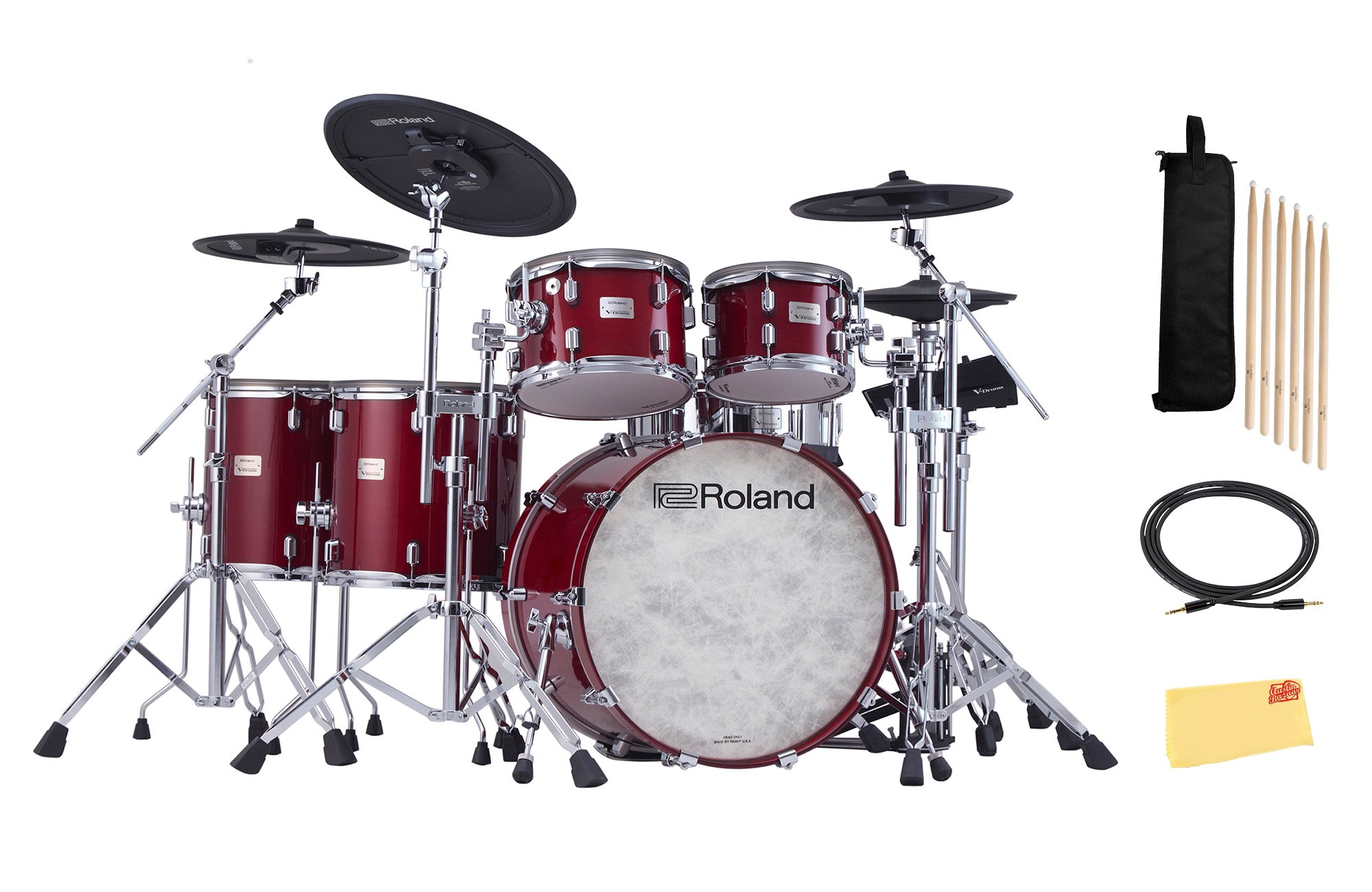 Roland VAD716-GC V-Drums Acoustic Design Electronic Drum Set - Gloss Cherry w/ Audio Cable