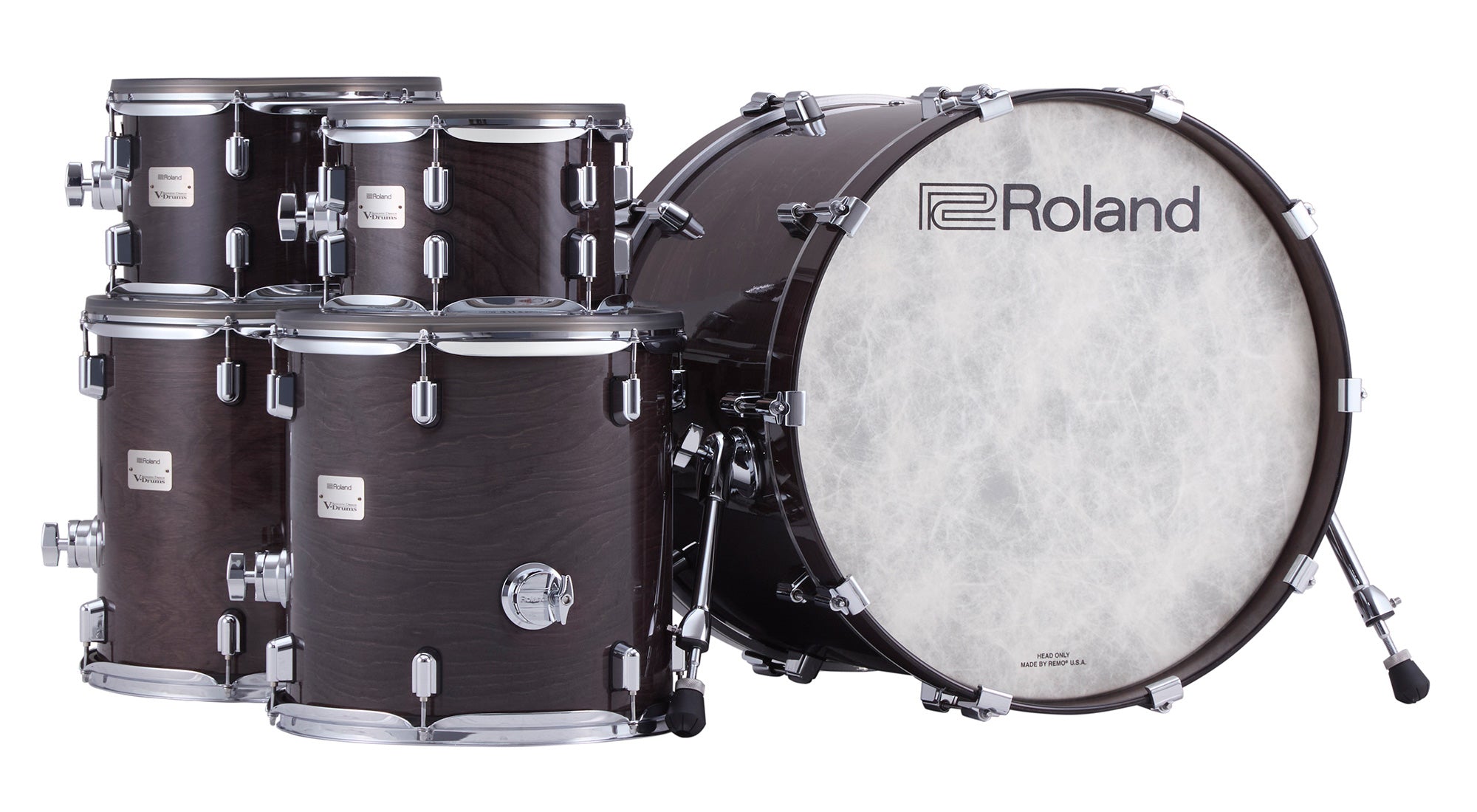 Roland VAD716-GE V-Drums Acoustic Design Electronic Drum Set - Gloss Ebony w/ Audio Cable
